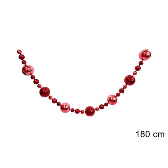 GHIRLANDA PALLINE 180 CM. ROSSA